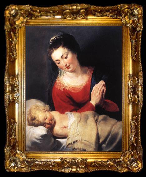 framed  RUBENS, Pieter Pauwel Virgin in Adoration before the Christ Child f, ta009-2